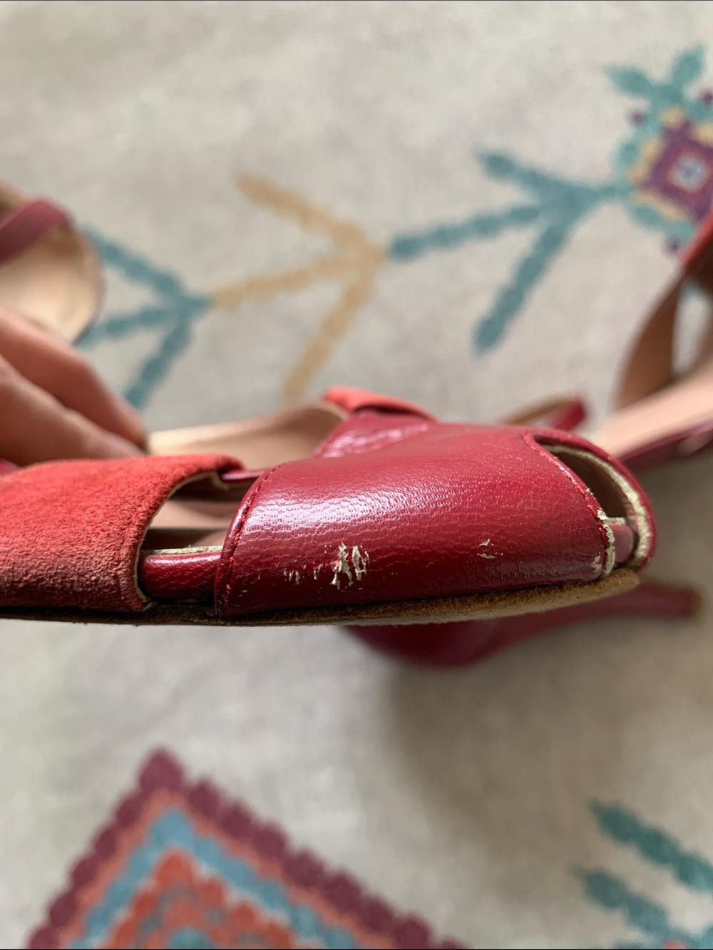 C Label Red Open-Toe Ankle Strap Heels - Picture 4 of 6